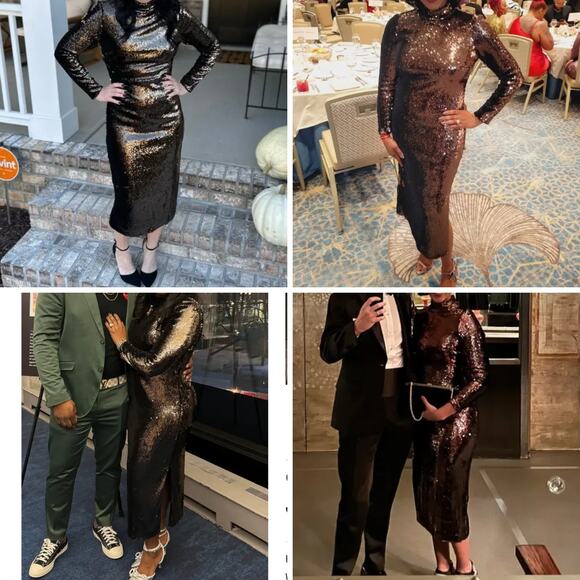 NEW TED BAKER DRESS 10 BROWN FESTIVE HOLIDAYS EVENING - Picture 4 of 16